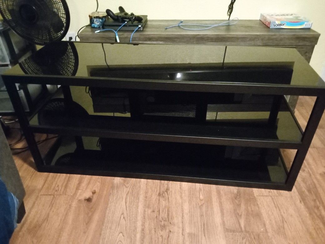 3 Shelf Black Entertainment Center Glass tops 