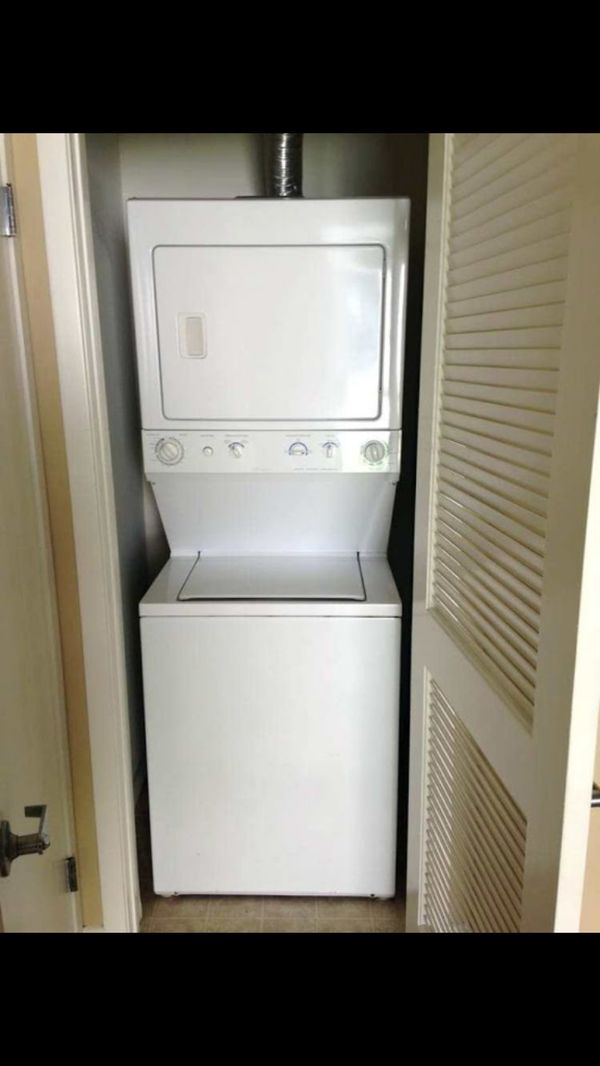 Apartment size all electric stackable washer and dryer it's anywhere bathroom Corner Nook spare