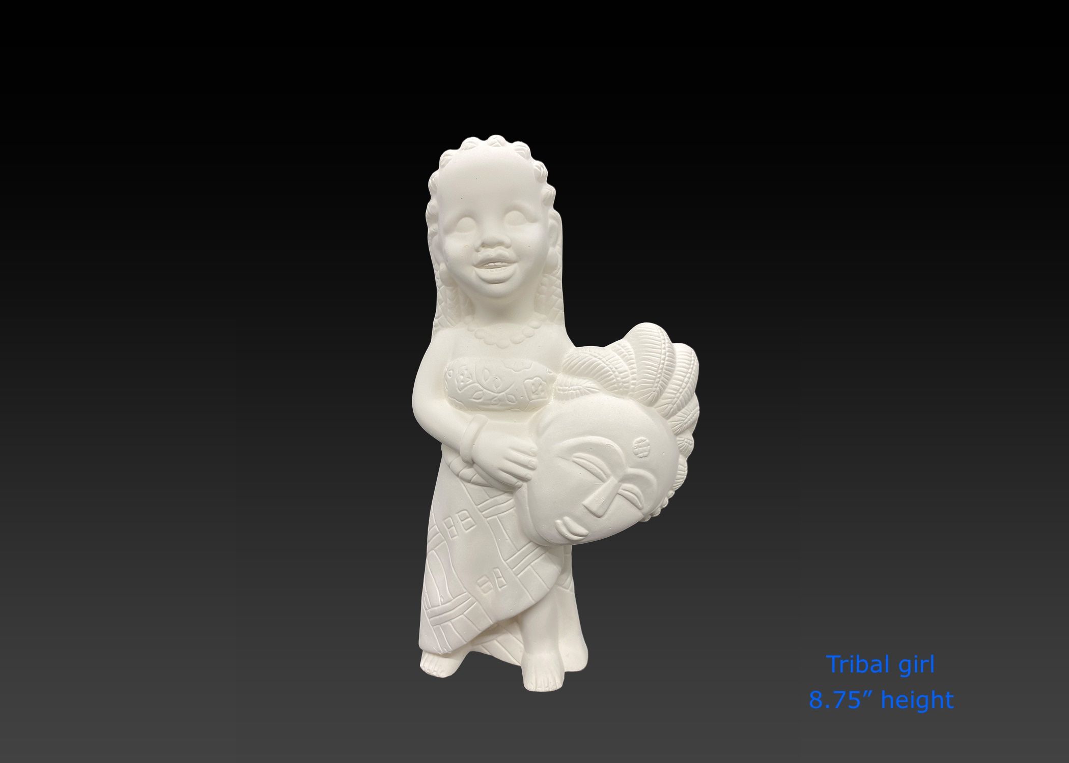 Ready to Paint Ceramic Girl With Mask