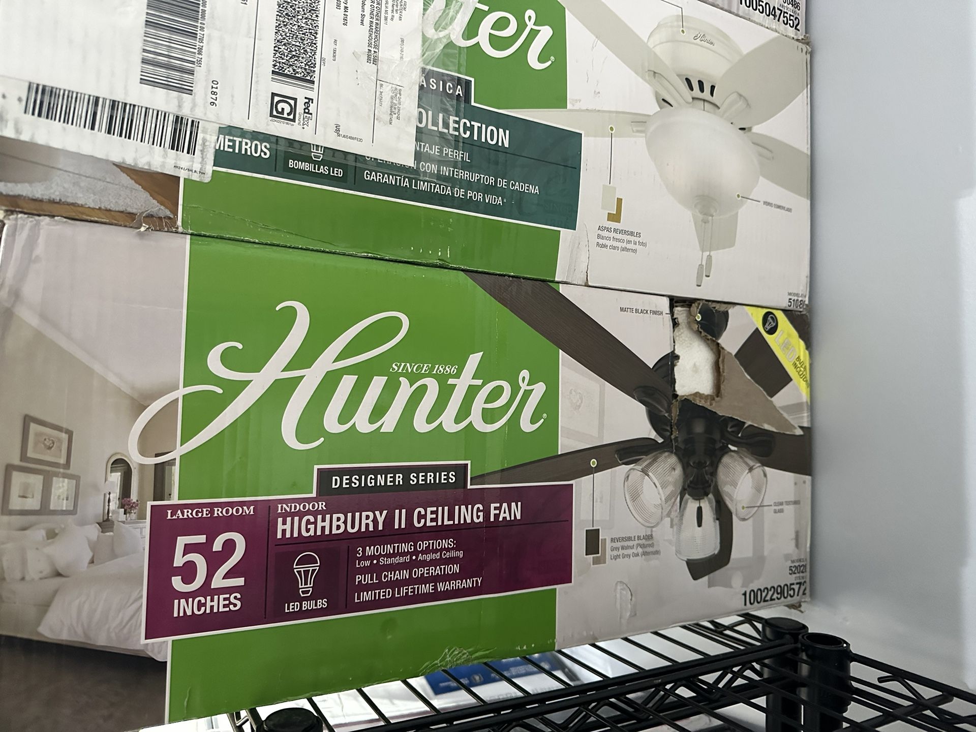 Hunter Highbury II 52 in. LED Indoor Matte Black Ceiling Fan with Light Kit