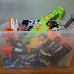 Bin Filled With Nerf Toys 