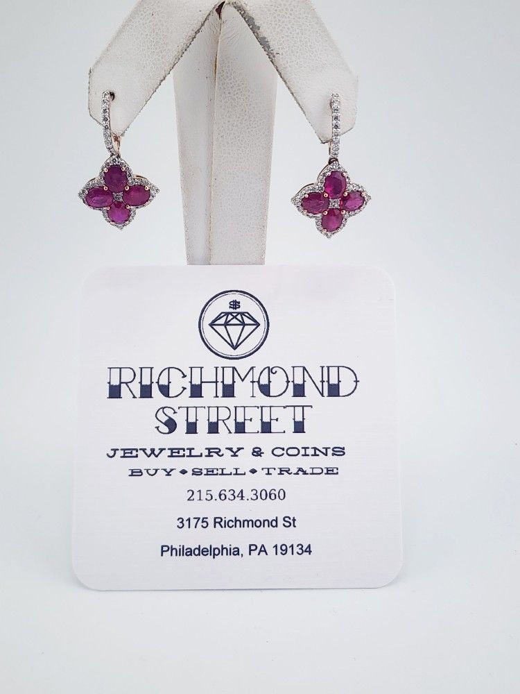 18k rose gold 3.5ctw ruby earrings