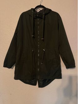 Time and Tru Rain Anorak Jacket Green Army Color