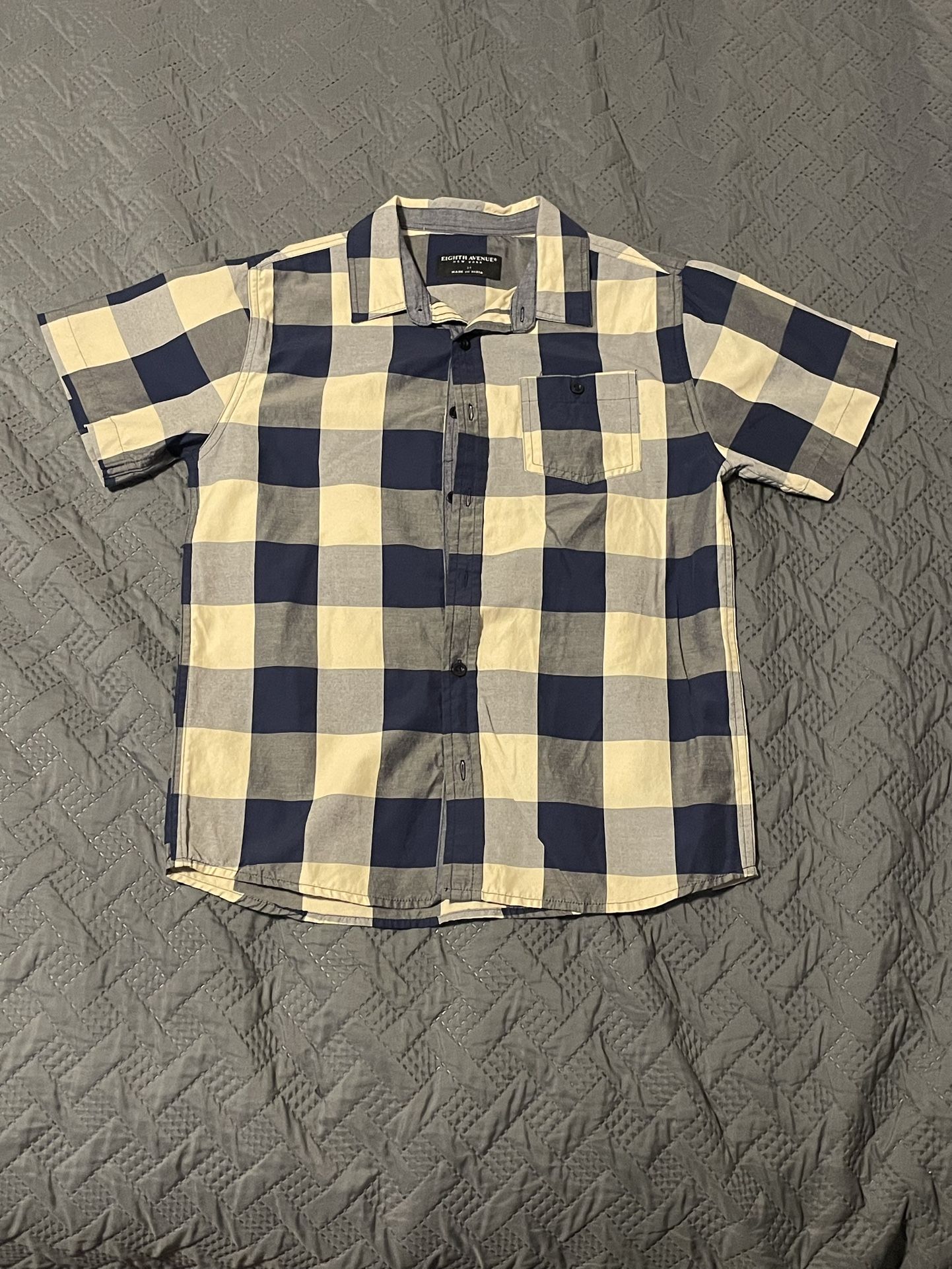 Navy and Cream Checkered Casual Men's Shirt