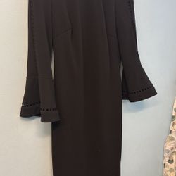 Calvin Klein Black Dress with Eyelet Bell Sleeves check more pictures