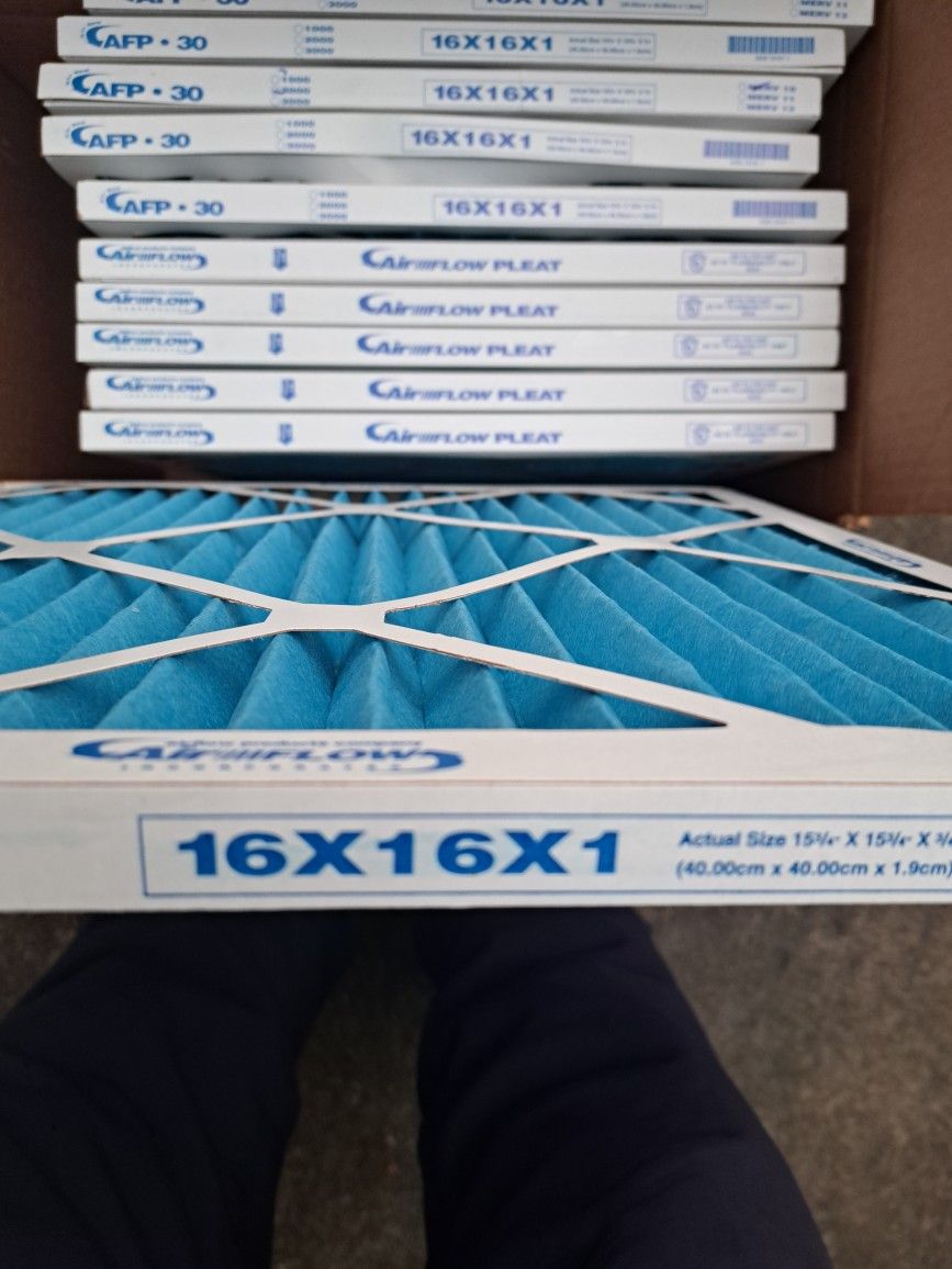 16x16x1 - Total Of 11 Airflow Products Company Pleated Air Filters