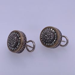 925 Silver Marcasite Pave Design Dangle Earrings