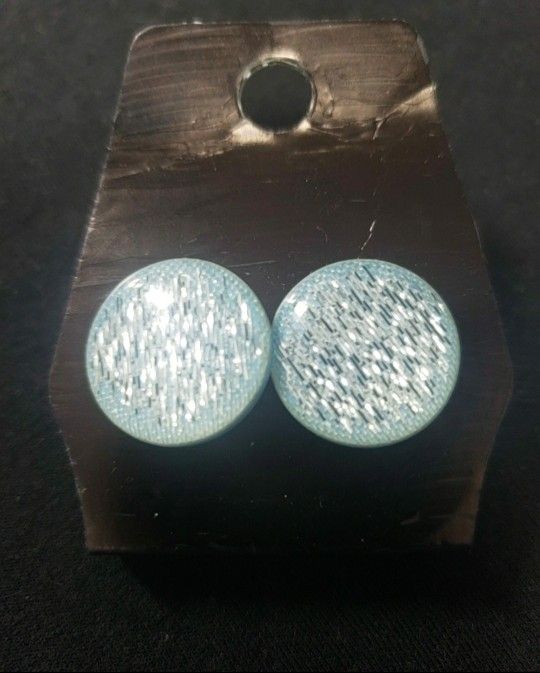 Retro Blue Circle Resin Earrings