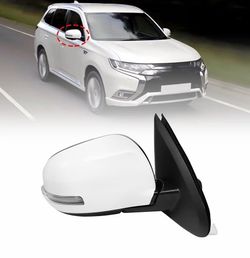 NLQR Right Passenger Side Mirror Compatible with Mitsubishi Outlander 2014-2020 Door Mirrors Replacement Power Heated with Signal White 9 Pins #7632B3