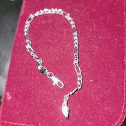 925 Sterling Silver Figaro Chain 8 Inch Bracelet 2mm