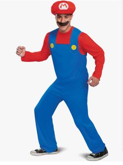 Adult Mario Costume Jumpsuit L Tags says XlL but runs smaller like a L