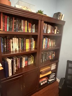 Solid wood desk and bookshelf