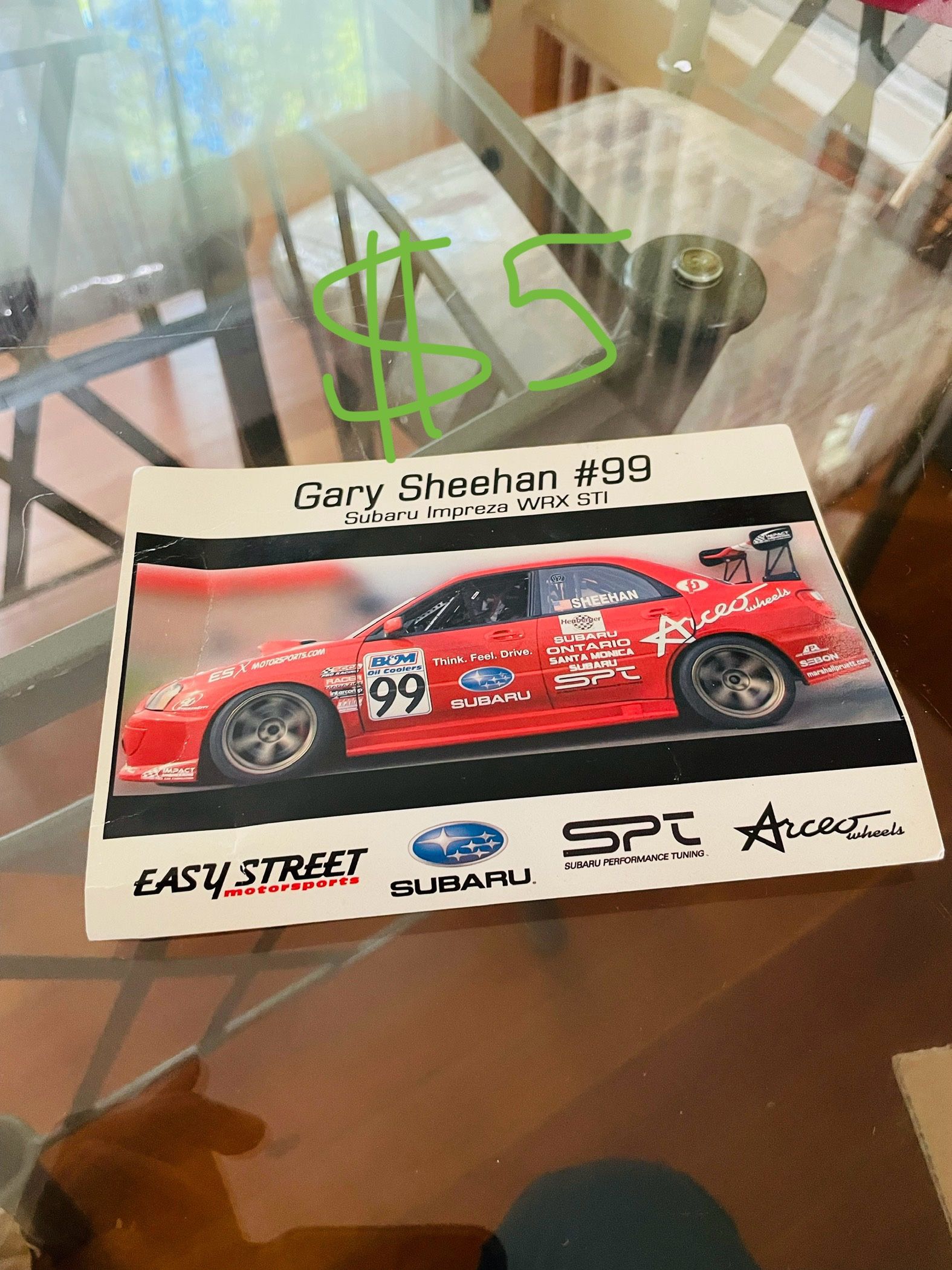 Signed Gary Sheehan #99 Subaru Racing Photo