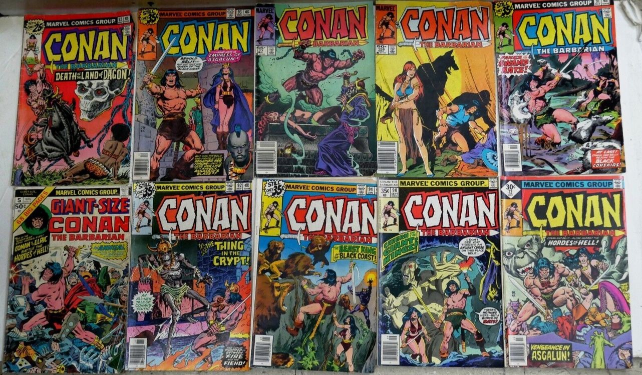 CONAN THE BARBARIAN- 62 MAY, 93 DEC, 177 DEC, 158 MAY, 91 OCT, 5, 92 NOV, 94 JAN, 72 MAR, 90 SEPT. 174408546359