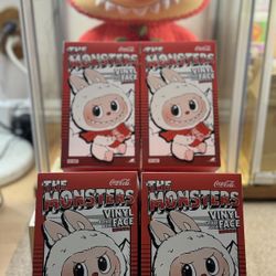 2 x POPMART The Monster Coca-Cola Vinyl Face Blind Box Sealed Coca Cola Labubu