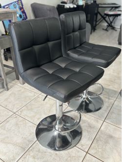 2 bar stools black and silver