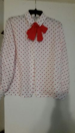 Red pockodot shirt, NEW