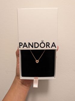 Pandora Sparkling Heart Pendant Necklace Rose Gold