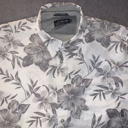 Billabong Size Extra Large XL Mens Shirt White And Gray Floral Short Sleeve 🤙🏄