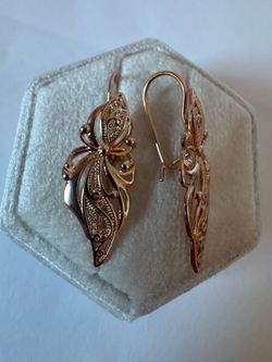 Vintage 14K 585 Rolled Rose Gold Earrings , Not Solid Gold