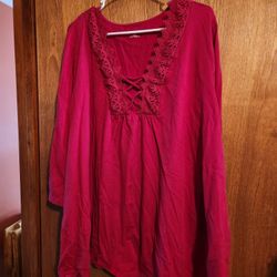 Beautiful Front Lace Red Plus Sized Shirt