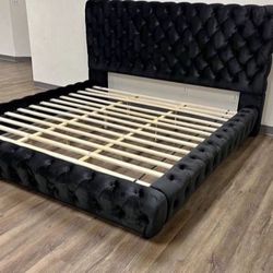 NEW Black Platform King and Queen Size Tufted Bed Frame