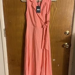 DKNY Summer Coral Linen dress Size 8