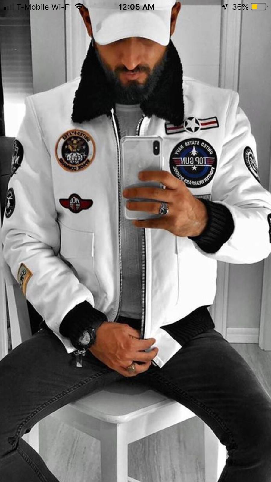 Men’s white fashion bomber euro jacket all sizes price is firm serious buyers only pls