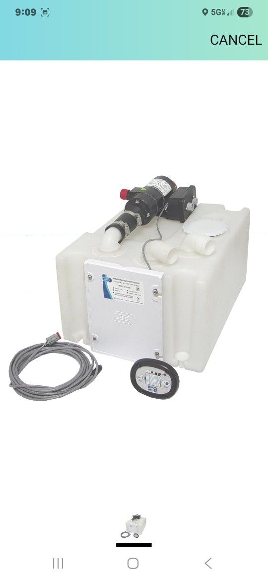 Jabsco 38110-0092 Marine Waste 10 Gallon Holding Tank and Pump Management System, 12 Volt, 16 Amp