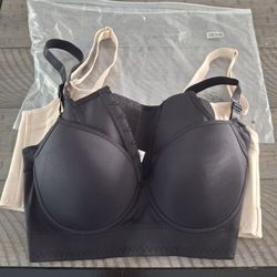 heCurve® Full-Coverage Back Smoothing Bra - Black+Beige (2 PCS) 38B