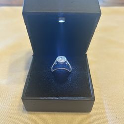 GIA Appraised - 1.18 ct Natural Diamond White Gold Engagement Ring Set Hidden Halo cathedral pave