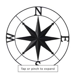 Black Metal Compass Wall Decor 