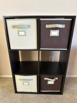 6-Cube Storage Shelf with 4 Fabric Bins