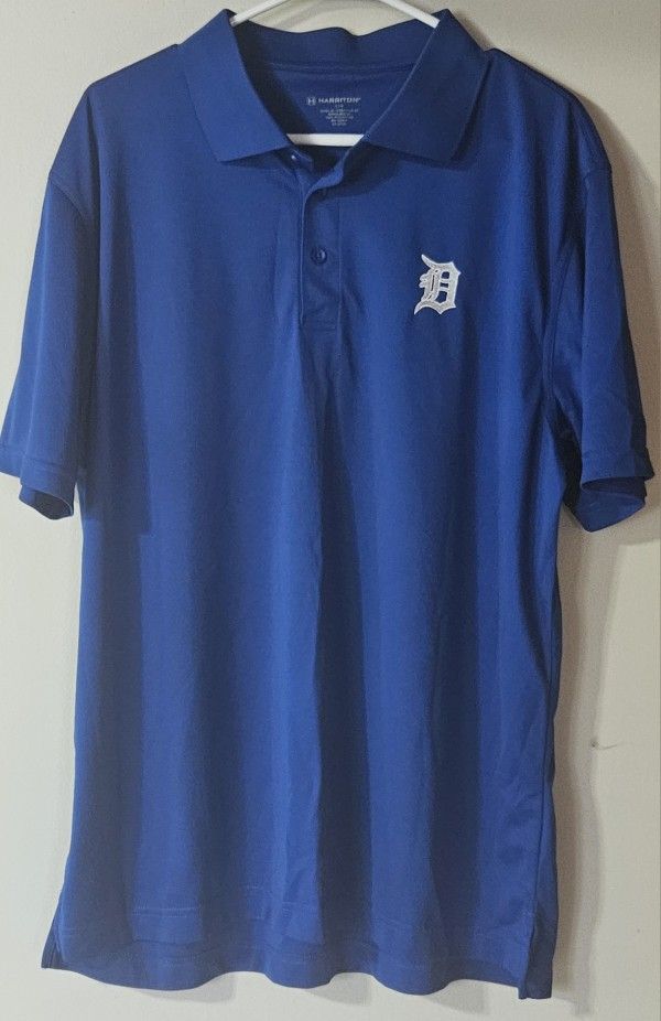 Large Men's Detroit Tigers Logo Blue Polo Shirt