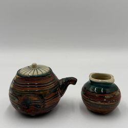 Vintage Studio Pottery Teapot & Creamer Set Handmade Art Pottery Signed Style