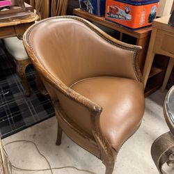 Louis XVI style office Chair brown leather