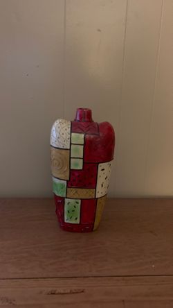 Ceramic vase, lamp shade, and 2 hanging wardrobes