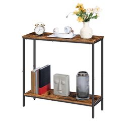 Narrow Console Table, Small Sofa Table, Entryway Table with Shelves, Side Table, Display Table, for Hallway, Bedroom, Foyer, Living Room, Rusti