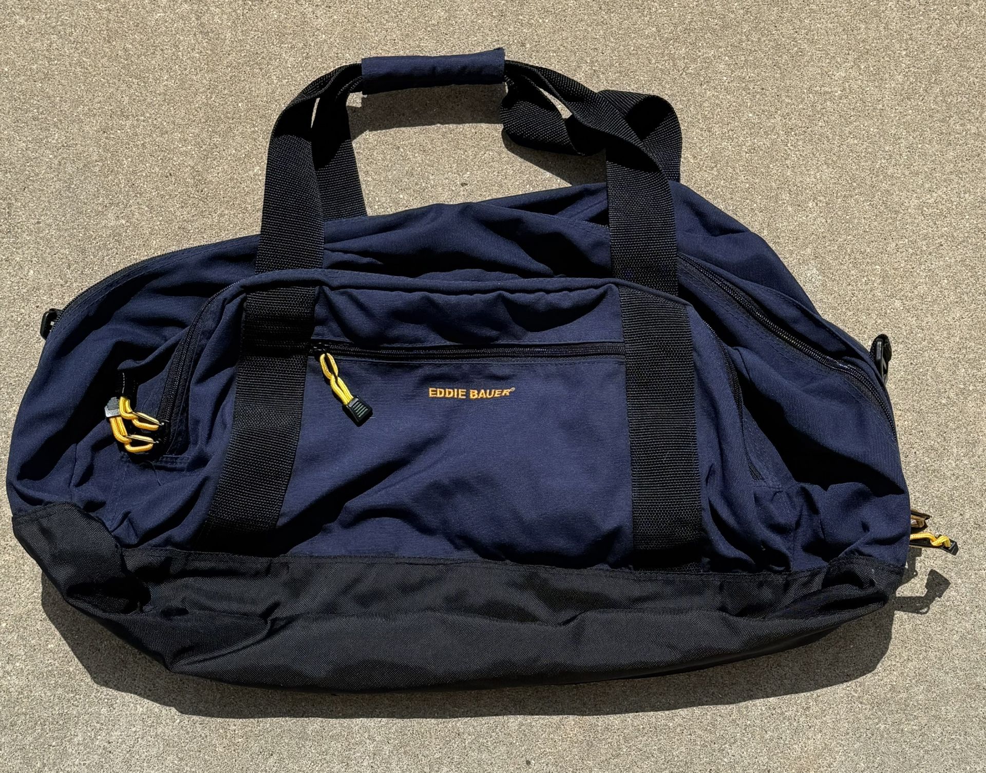Eddie Bauer Large Duffel Bag Canvas Nylon Travel Gym Luggage Camping Blue Black