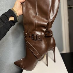 Leather Toe Pointy Boots 