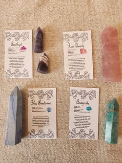 Natural Crystal Tower Bundle – 5 Piece Set + Info Cards ✨
