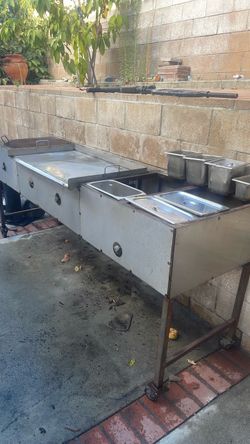 Commercial Taco Cart with Griddle and Steam Table