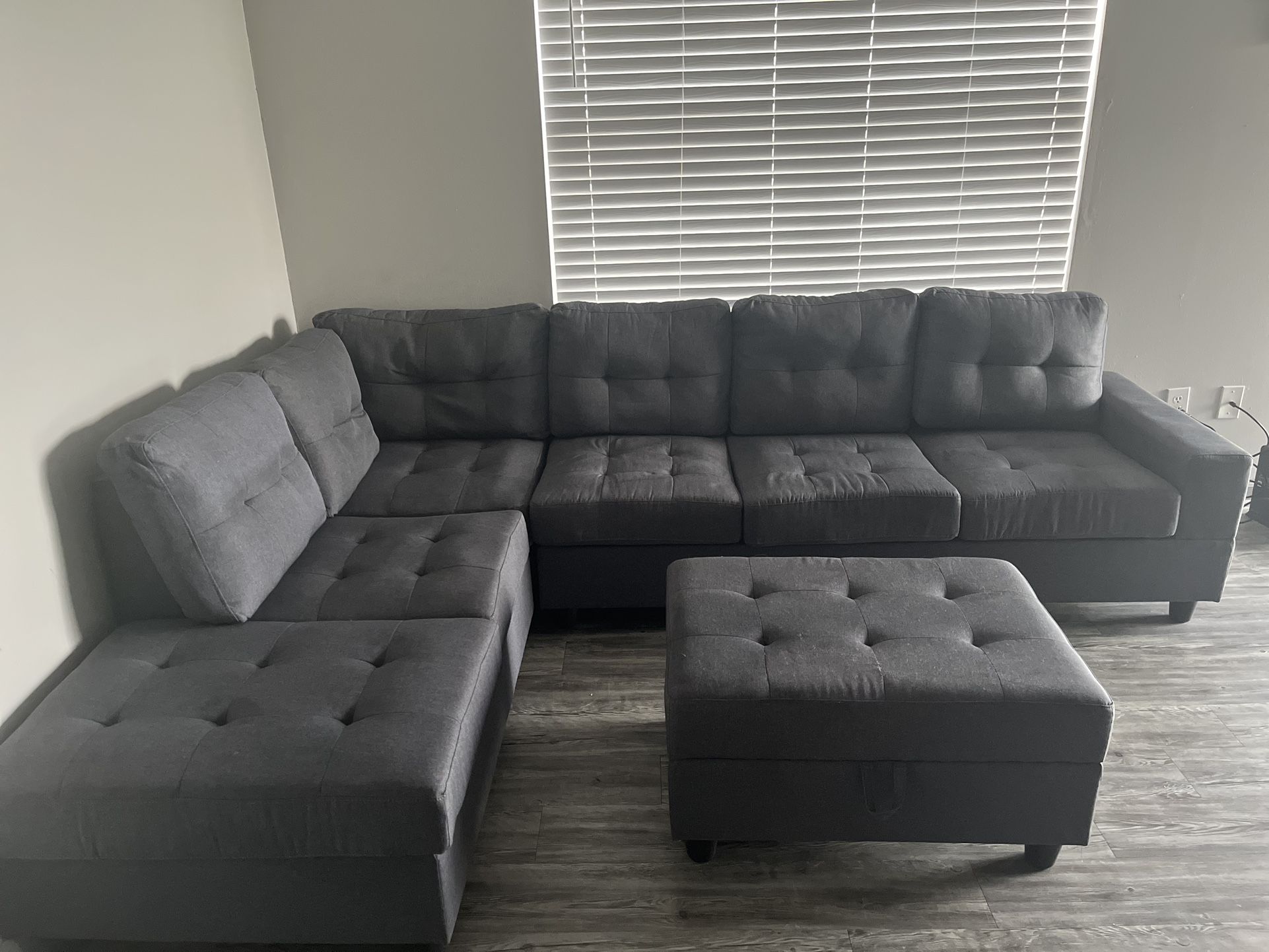 Grey Sectional Couch With Ottoman for Sale in Houston, TX OfferUp
