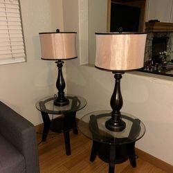 Lamp & Side Table x2