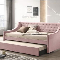 Pink Tufted Trundle Bed 👉🏼 Twin Mattresses Included 💕