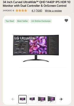 34 Inch Curved UltraWide™ QHD 1440P