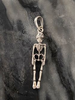 Silver 925 Skeleton Heart Pendan Necklace Jewelry, Halloween or día de muertos