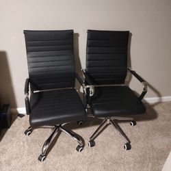 Black Adjustable High Back Faux Leather Office Chair 