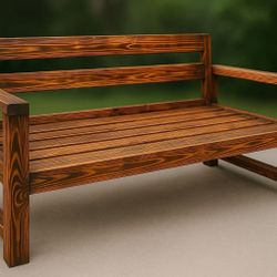 Handcrafted Japanese Scorched Wood Sofa + Chair Set – Solid Pine – Indoor/Outdoor Seating