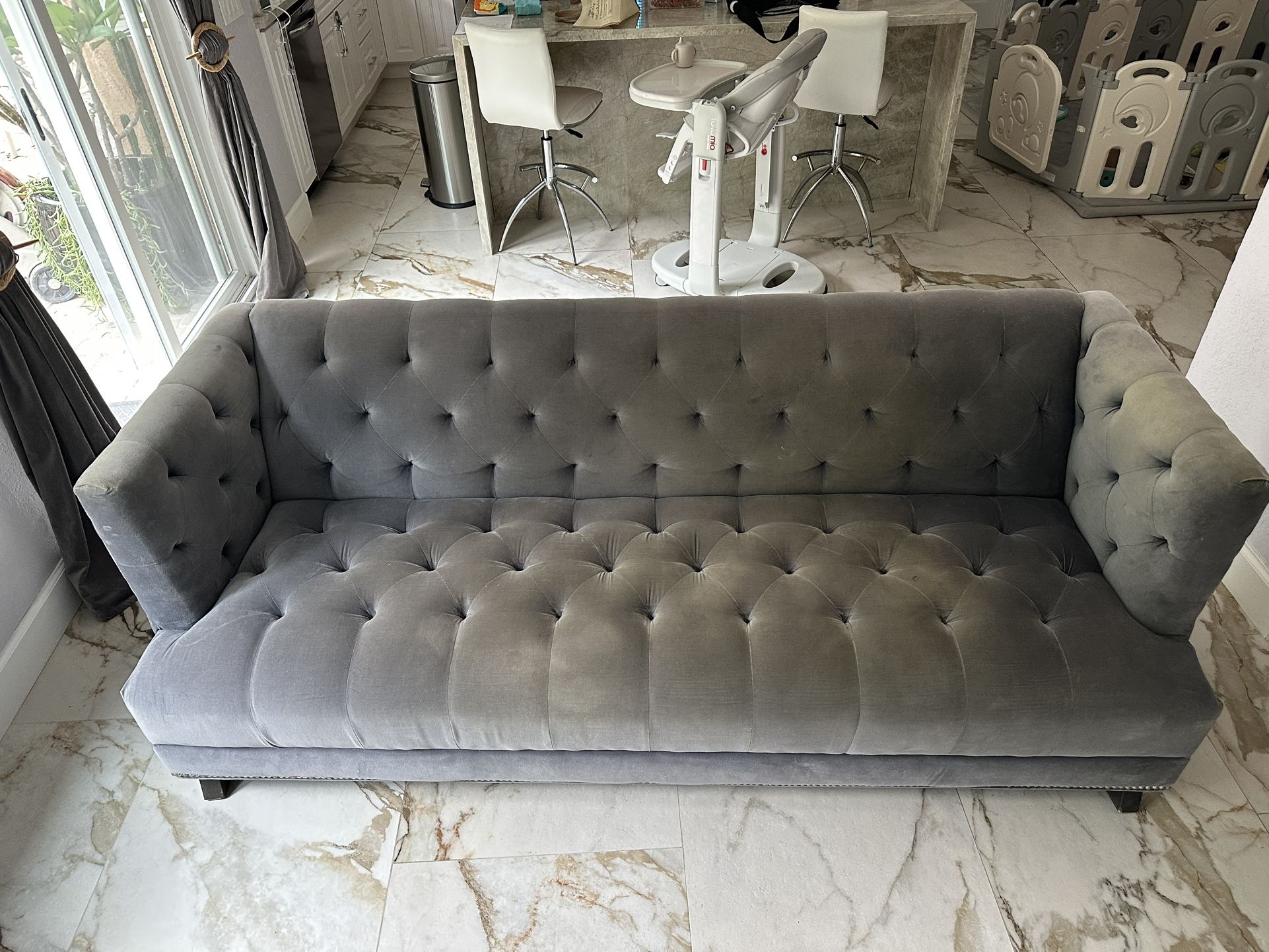 Couch Grey Suede 7 Feet